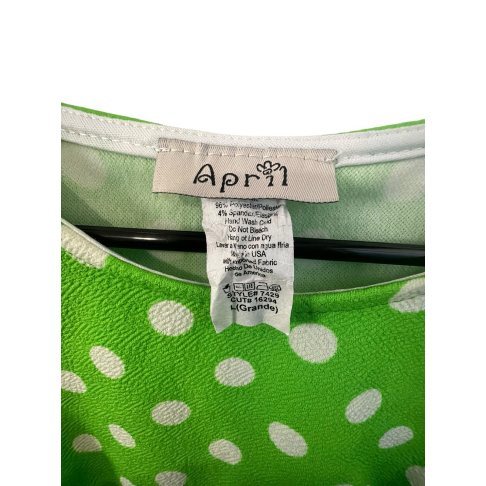 April Lime Green And White Polkadot Short Sleeve Baby Tee Shirt - Picture 2 of 4
